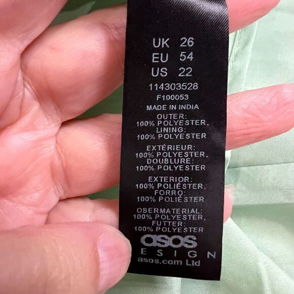 ASOS DESIGN Soft Green Pleated Cami Mini Dress w/ Drawstring Waist Sz 22 Women’s - Picture 10 of 11